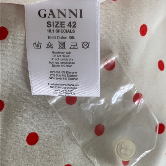NWT Ganni Pussy-bow polkadot Stretch Silk dress 10 - Picture 12 of 12